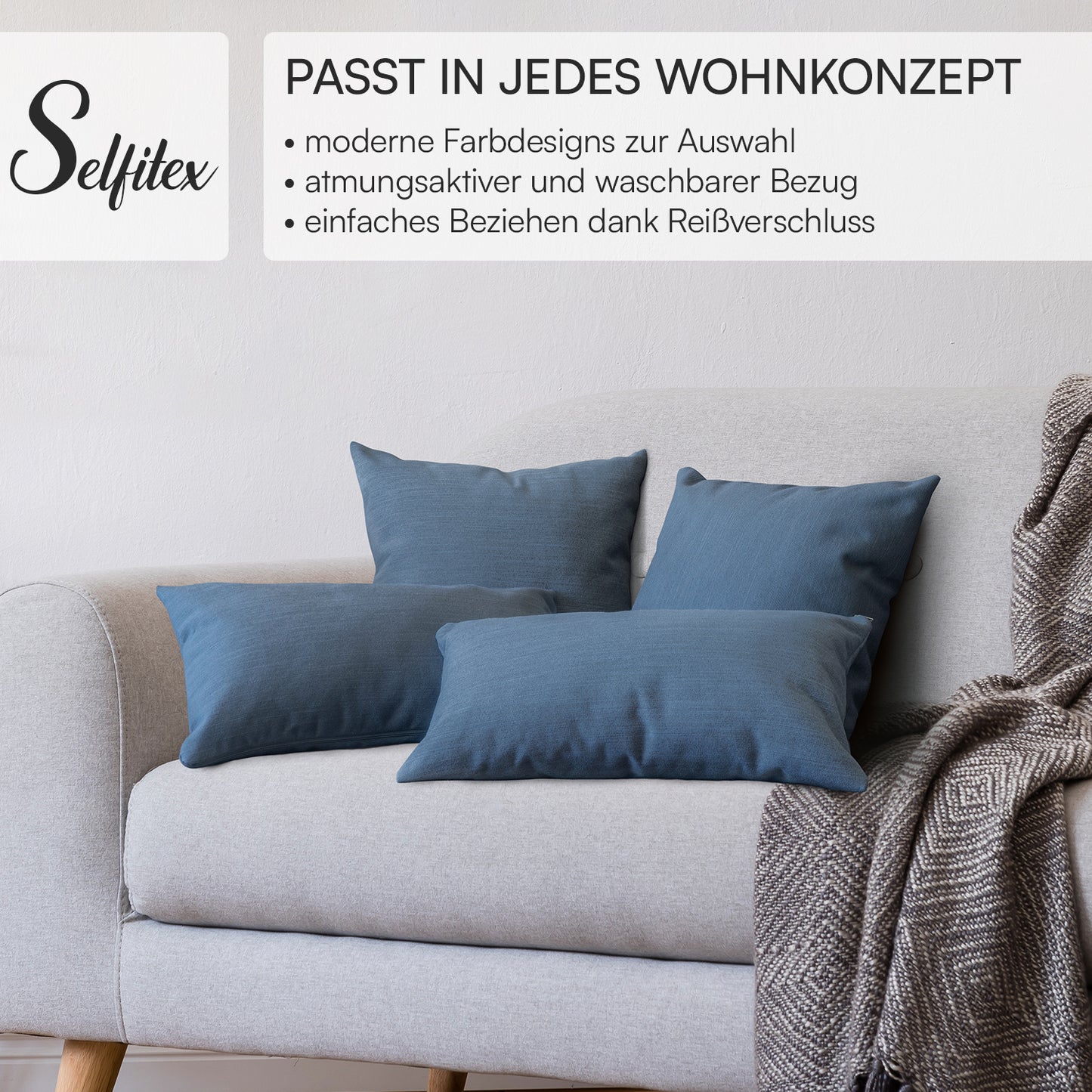 1x Sofakissen, 40 x 40 cm, Polsterstoff mit Pastelltönen inkl. Füllkissen