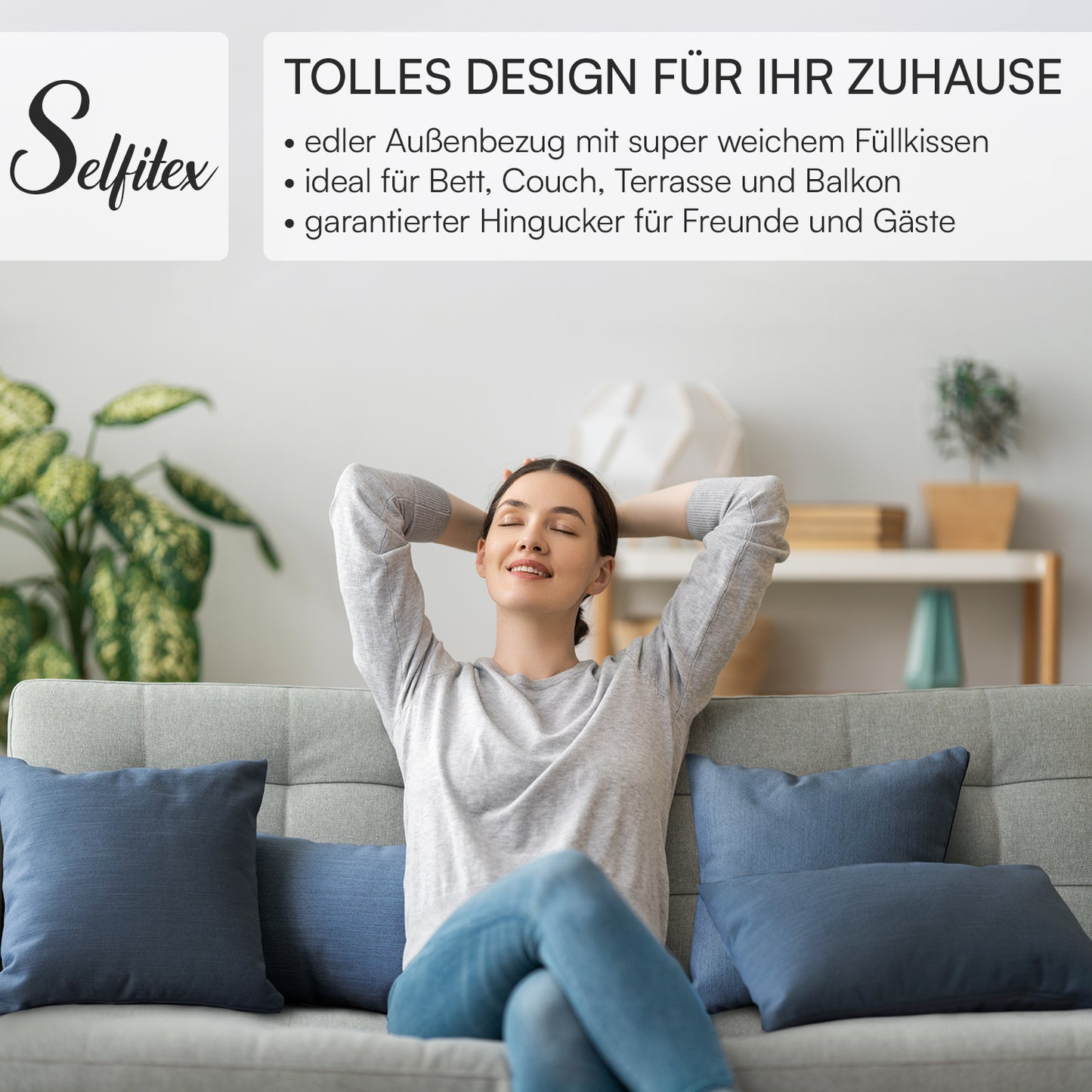 4er Set Sofakissen, 40 x 40 cm und 30 x 50 cm, Polsterstoff mit Pastelltönen inkl. Füllkissen (Anthrazit)