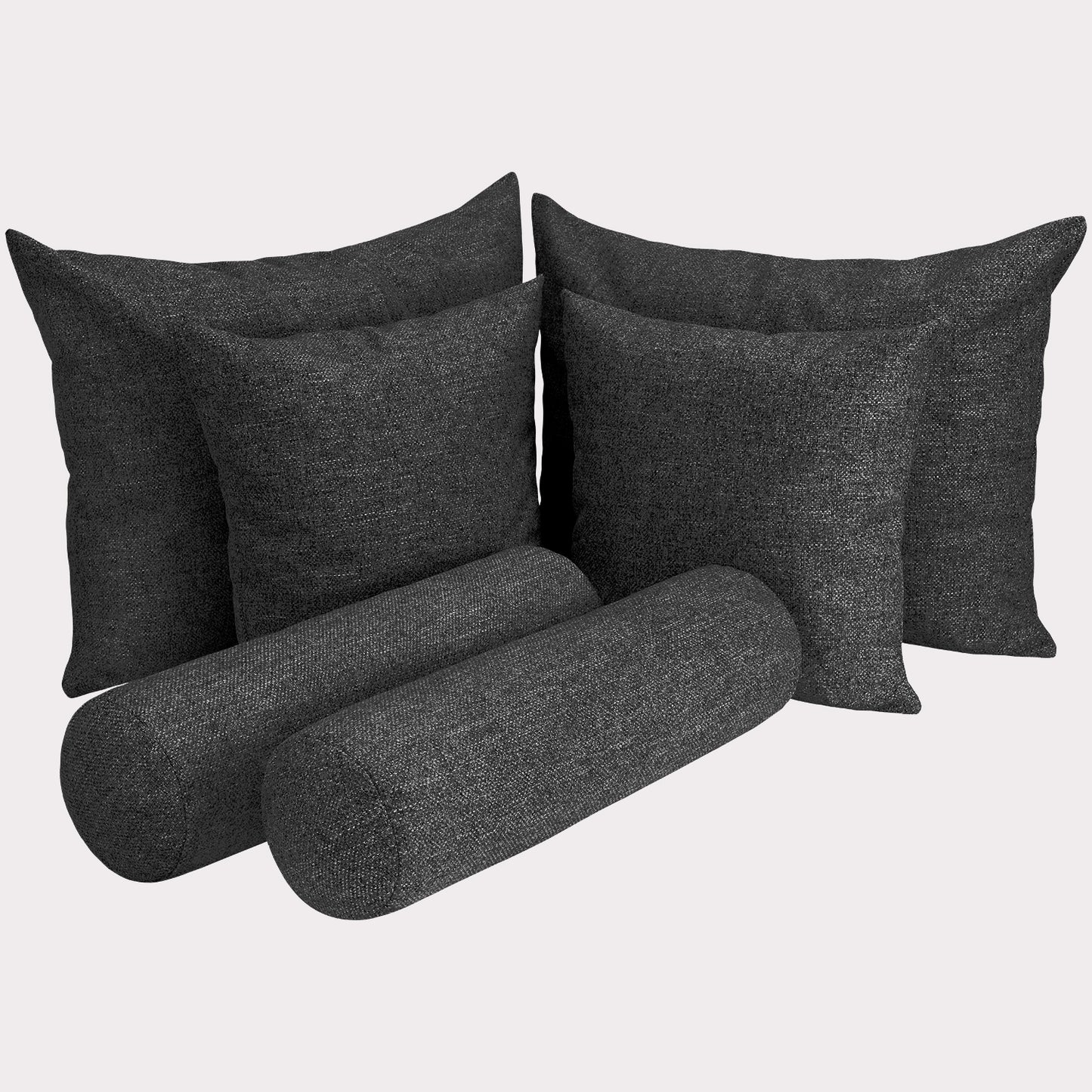 Großes 6-teiliges Boxspringbett Kissenset, Kissen und Nackenrollen inkl. Füllung