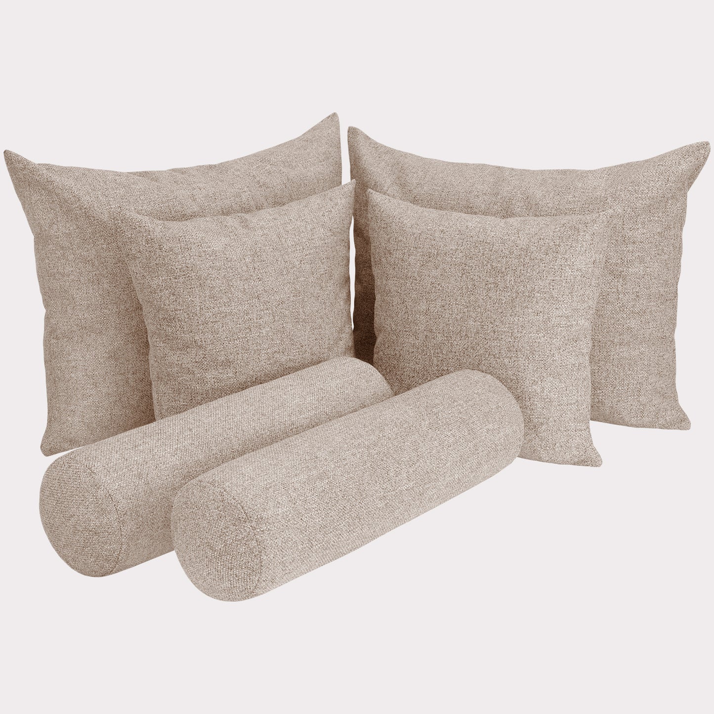 Großes 6-teiliges Boxspringbett Kissenset, Kissen und Nackenrollen inkl. Füllung