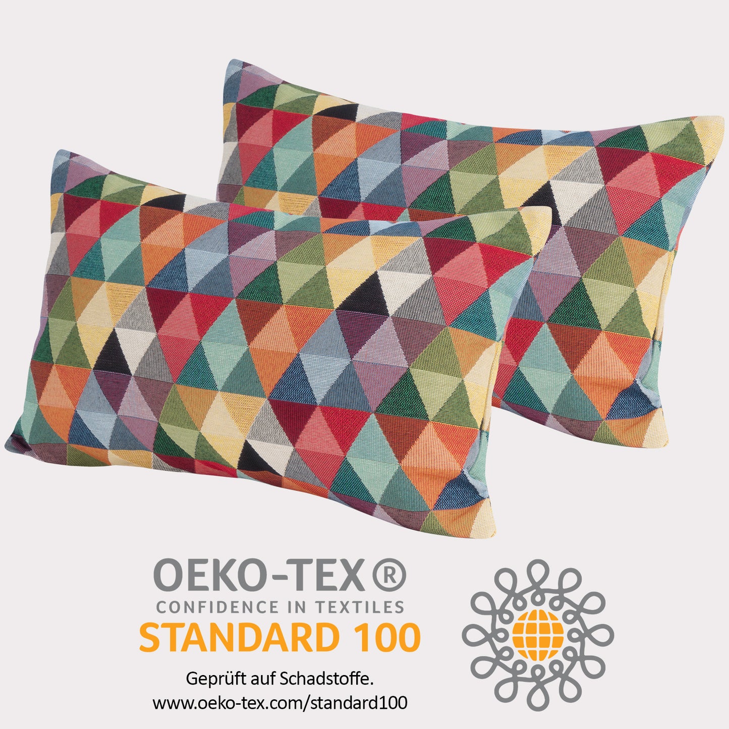 2er Set 30 x 50 cm, bunte Sofakissen mit tollem Trendmuster inkl. Füllkissen