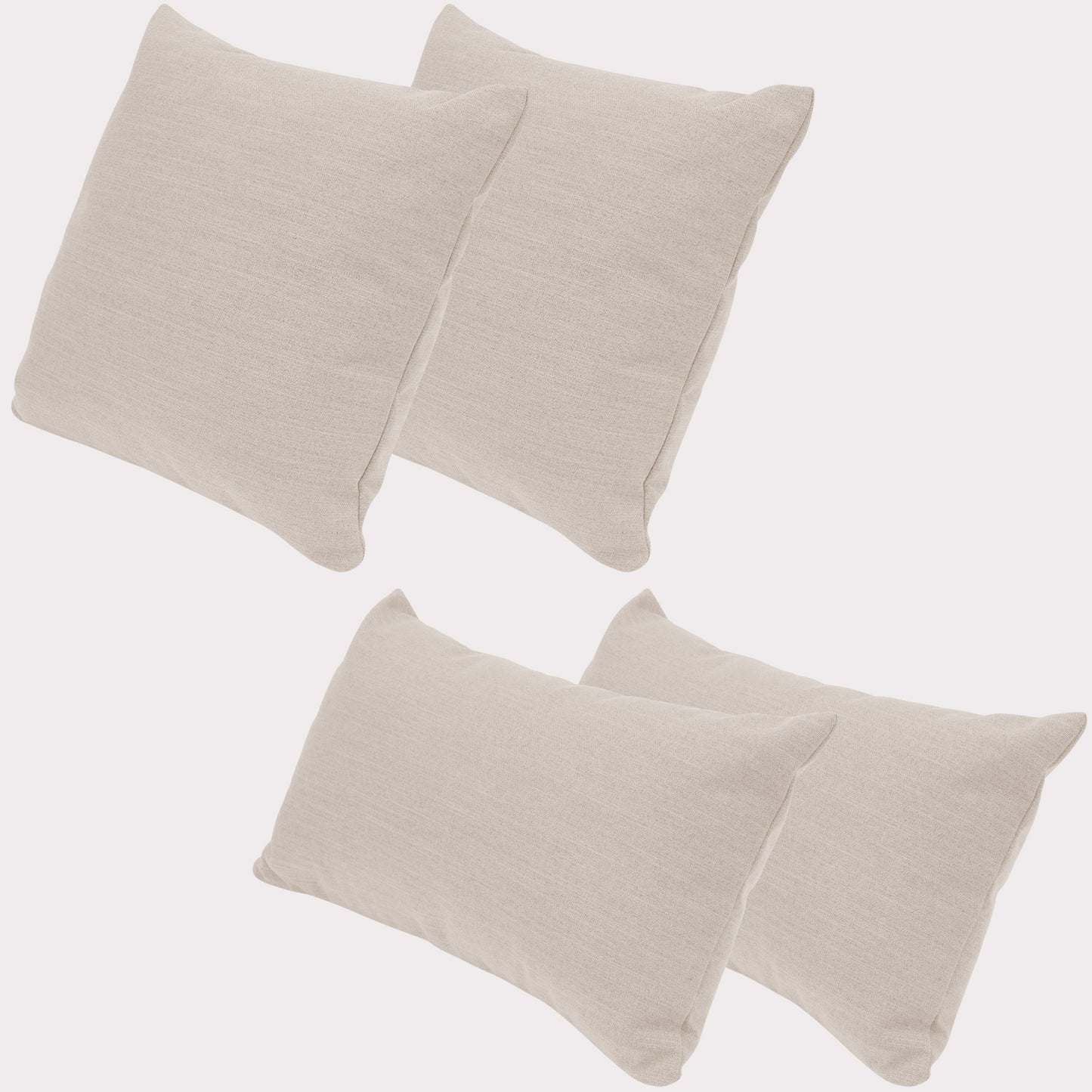 4er Set Sofakissen, 40 x 40 cm und 30 x 50 cm, Polsterstoff mit Pastelltönen inkl. Füllkissen (Beige)