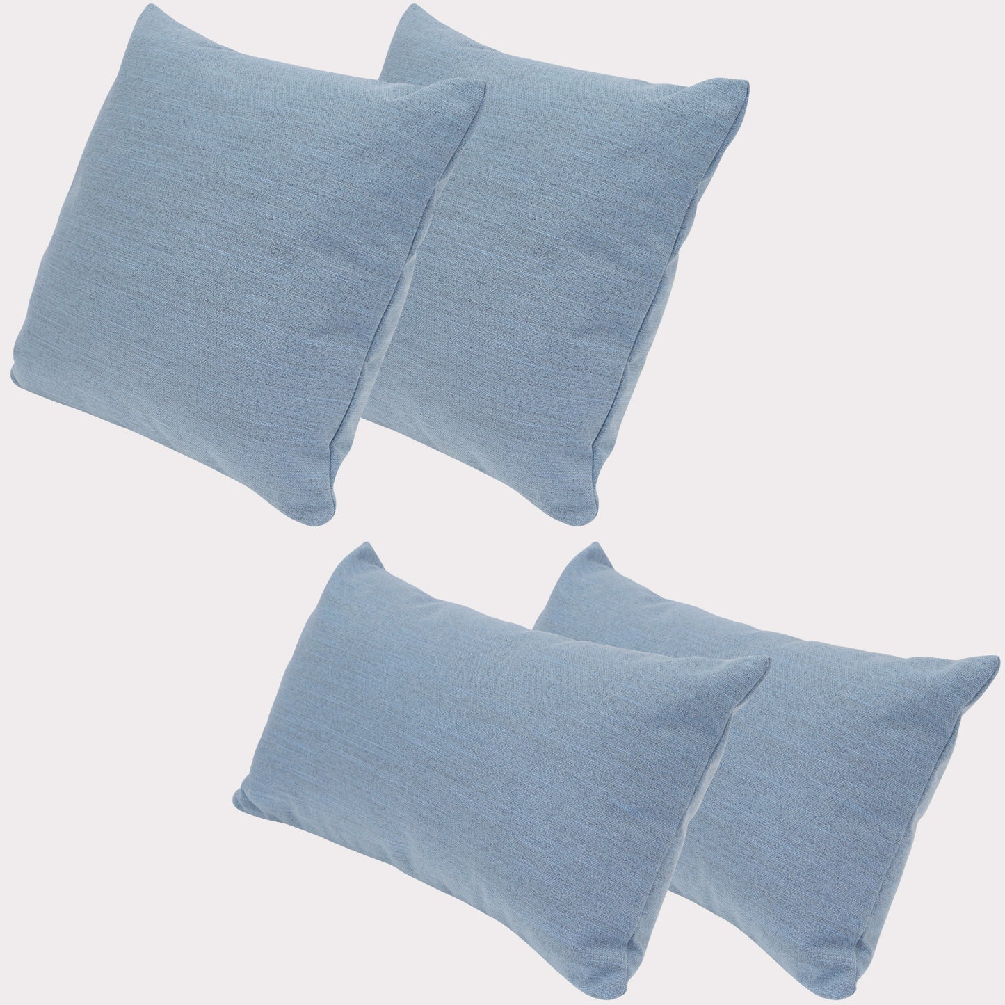 4er Set Sofakissen, 40 x 40 cm und 30 x 50 cm, Polsterstoff mit Pastelltönen inkl. Füllkissen (Blau)