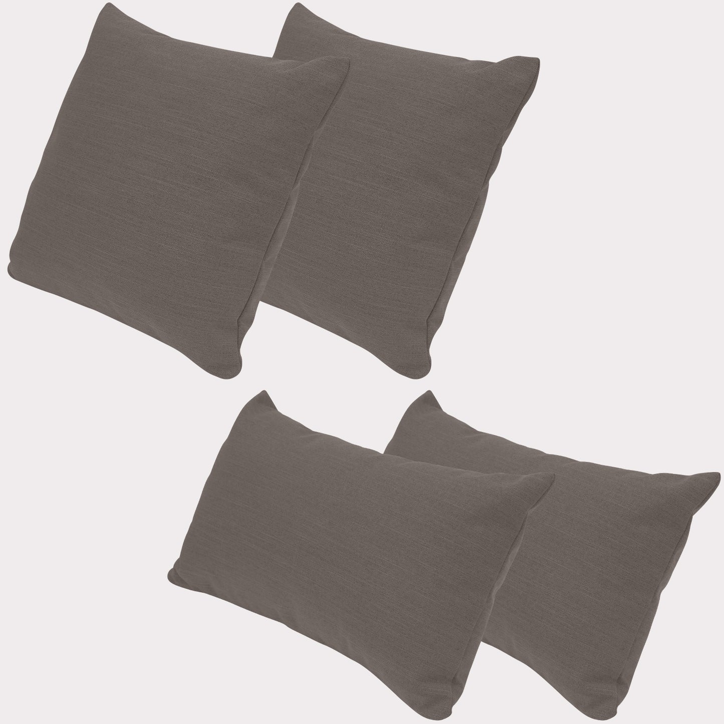 4er Set Sofakissen, 40 x 40 cm und 30 x 50 cm, Polsterstoff mit Pastelltönen inkl. Füllkissen (Braun)