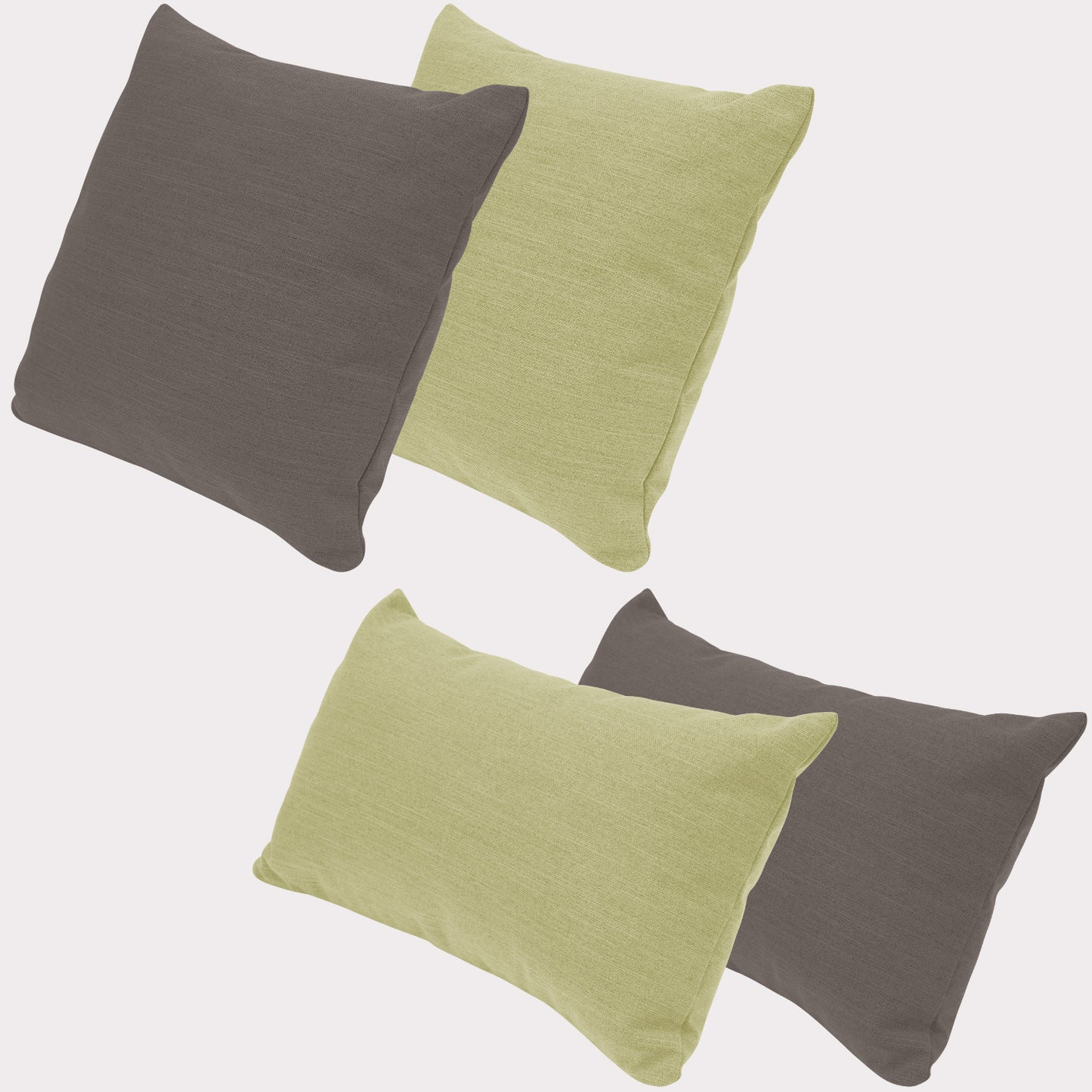 4er Set Sofakissen, 40 x 40 cm und 30 x 50 cm, Polsterstoff mit Pastelltönen inkl. Füllkissen (Braun/Gelb)