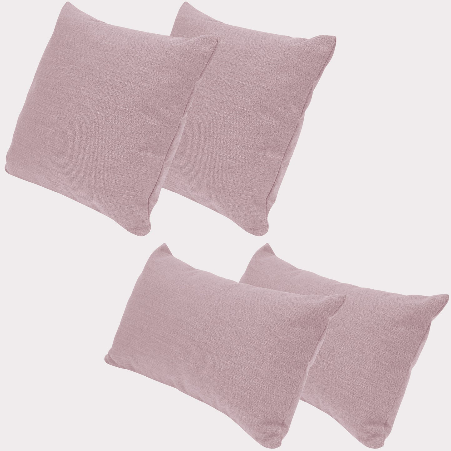 4er Set Sofakissen, 40 x 40 cm und 30 x 50 cm, Polsterstoff mit Pastelltönen inkl. Füllkissen (Rosè)