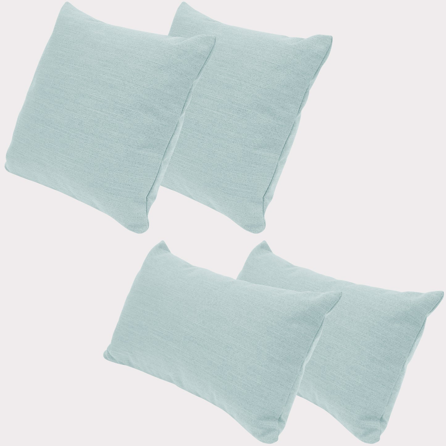 4er Set Sofakissen, 40 x 40 cm und 30 x 50 cm, Polsterstoff mit Pastelltönen inkl. Füllkissen (Türkis)