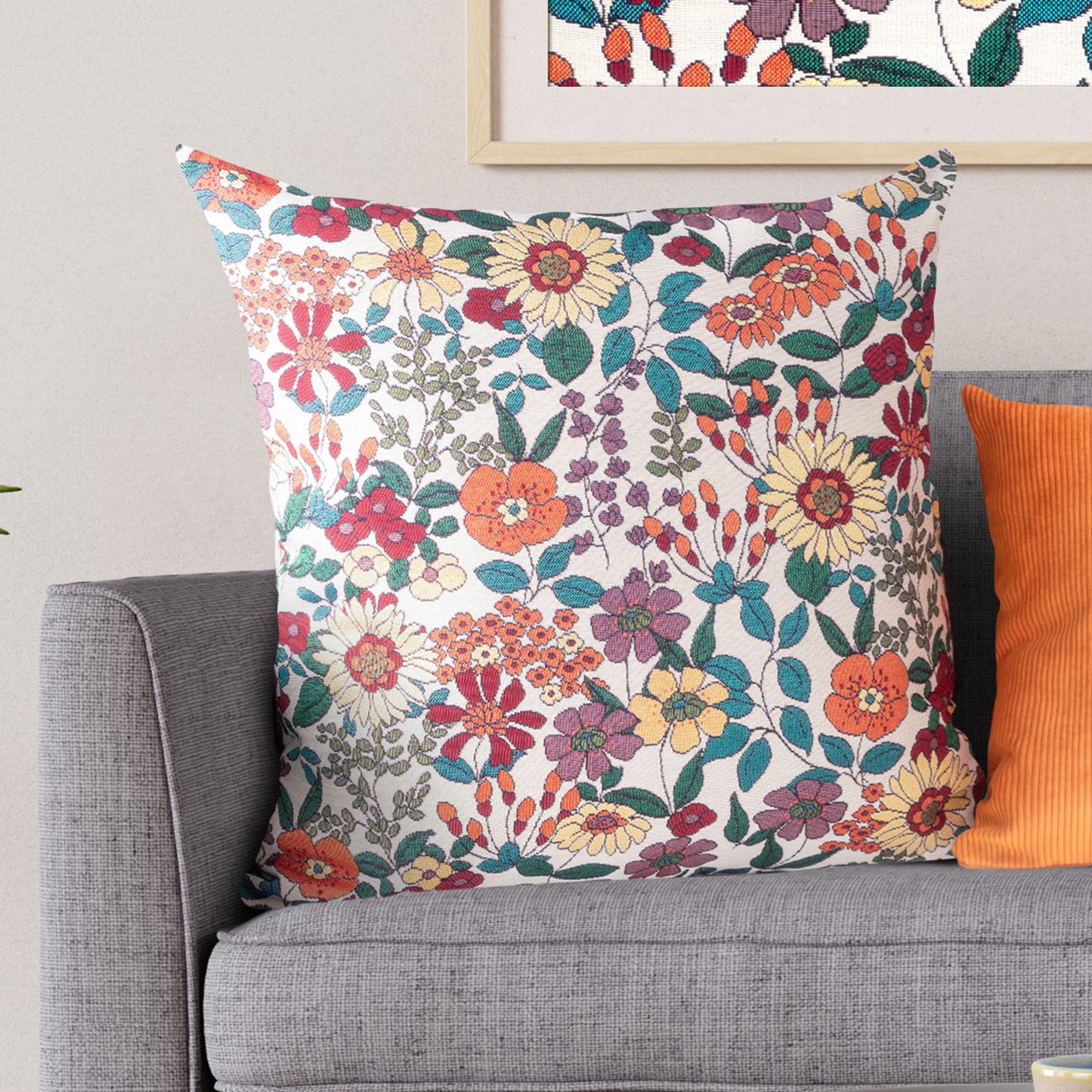 1x Sofakissen, Spring Summer, gewebtes Trendmuster inkl. Füllkissen
