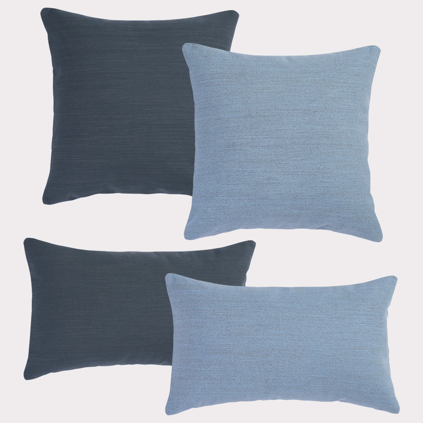 4er Set Sofakissen, 40 x 40 cm und 30 x 50 cm, Polsterstoff mit Pastelltönen inkl. Füllkissen (Blau/Anthrazit)
