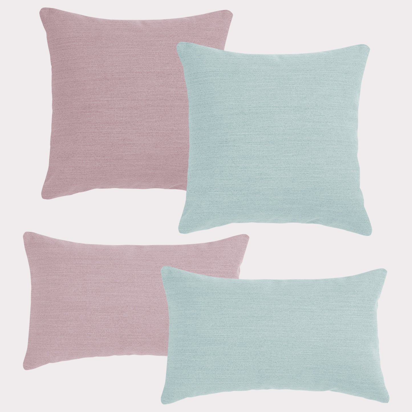 4er Set Sofakissen, 40 x 40 cm und 30 x 50 cm, Polsterstoff mit Pastelltönen inkl. Füllkissen (Türkis/Rosé)