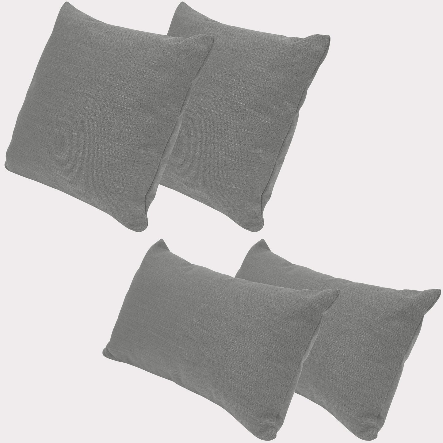4er Set Sofakissen, 40 x 40 cm und 30 x 50 cm, Polsterstoff mit Pastelltönen inkl. Füllkissen (Grau)
